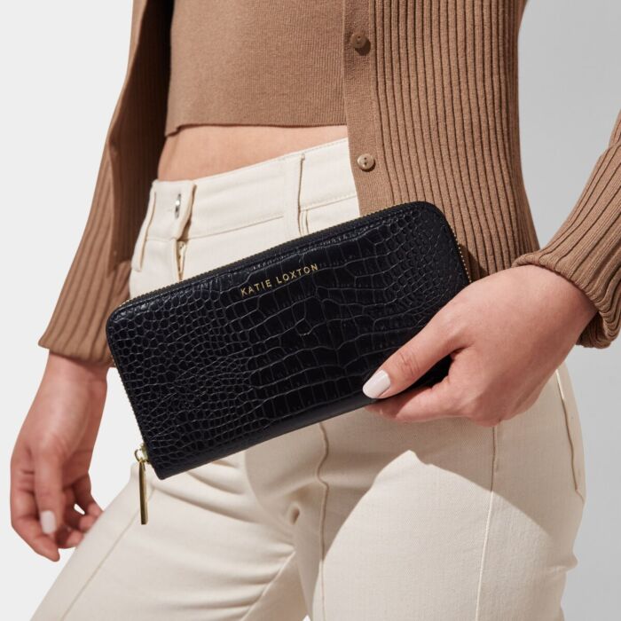 Katie Loxton Faux Croc Wallet/Purse - Black